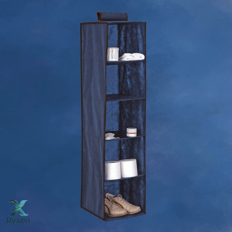 BLUE niebieski wiszący organizer do szafy 5 przegród 30X30X120cm Kamai Ordinett