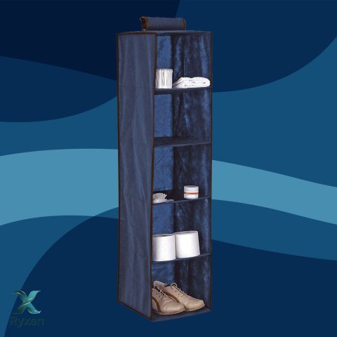 BLUE niebieski wiszący organizer do szafy 5 przegród 30X30X120cm Kamai Ordinett