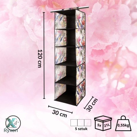 FLORAL w kwiaty wiszący organizer do szafy 5 przegród 30x30x120m Kamai Ordinett