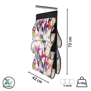 FLORAL w kwiaty wiszący organizer do szafy 5 przegród na torebki, paski 72x42cm Kamai Ordinett