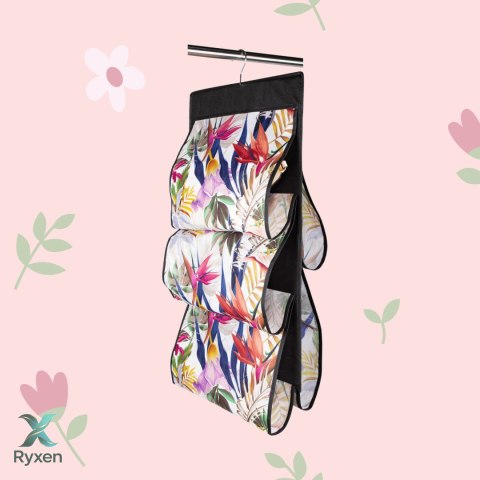 FLORAL w kwiaty wiszący organizer do szafy 5 przegród na torebki, paski 72x42cm Kamai Ordinett