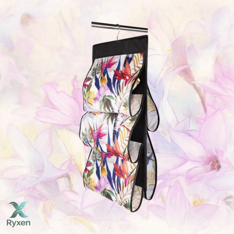 FLORAL w kwiaty wiszący organizer do szafy 5 przegród na torebki, paski 72x42cm Kamai Ordinett