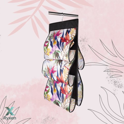 FLORAL w kwiaty wiszący organizer do szafy 5 przegród na torebki, paski 72x42cm Kamai Ordinett