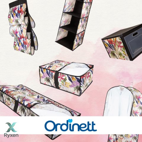 FLORAL w kwiaty wiszący organizer do szafy 5 przegród na torebki, paski 72x42cm Kamai Ordinett