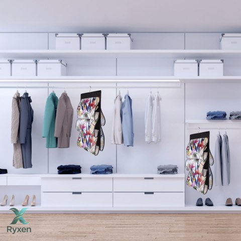 FLORAL w kwiaty wiszący organizer do szafy 5 przegród na torebki, paski 72x42cm Kamai Ordinett