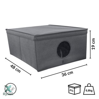 GREY szary organizer do szafy z pokrywą oraz oknem 48x36x19cm Kamai Ordinett