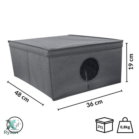 GREY szary organizer do szafy z pokrywą oraz oknem 48x36x19cm Kamai Ordinett