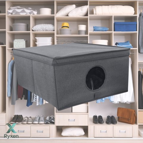 GREY szary organizer do szafy z pokrywą oraz oknem 48x36x19cm Kamai Ordinett