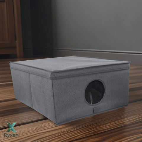 GREY szary organizer do szafy z pokrywą oraz oknem 48x36x19cm Kamai Ordinett