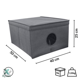 GREY szary organizer do szafy z pokrywą oraz oknem 50x40x25cm Kamai Ordinett