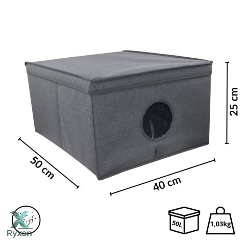 GREY szary organizer do szafy z pokrywą oraz oknem 50x40x25cm Kamai Ordinett