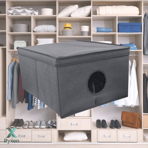 GREY szary organizer do szafy z pokrywą oraz oknem 50x40x25cm Kamai Ordinett