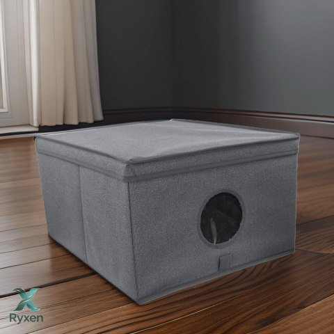 GREY szary organizer do szafy z pokrywą oraz oknem 50x40x25cm Kamai Ordinett