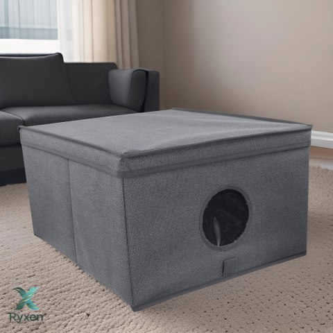GREY szary organizer do szafy z pokrywą oraz oknem 50x40x25cm Kamai Ordinett