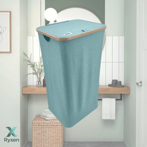 MINT kosz na pranie zielony, miętowy z pokrywą 40,5x33x74cm Kamai Ordinett