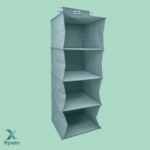 MINT zielony Wiszący organizer do szafy 4 przegrody 30x30x80cm Kamai Ordinett