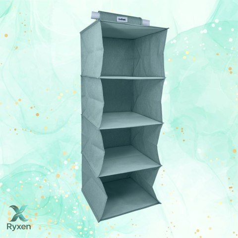 MINT zielony Wiszący organizer do szafy 4 przegrody 30x30x80cm Kamai Ordinett