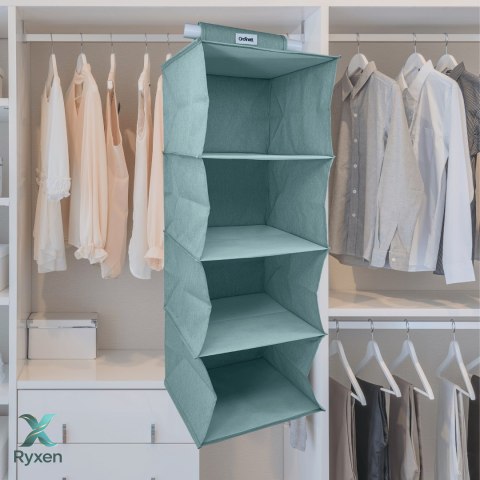MINT zielony Wiszący organizer do szafy 4 przegrody 30x30x80cm Kamai Ordinett