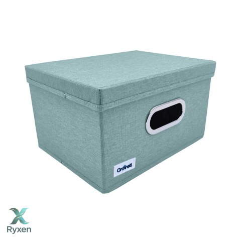 MINT zielony, miętowy organizer do szafy z pokrywą oraz oknem 29,5x22,5x16,5cm Kamai Ordinett