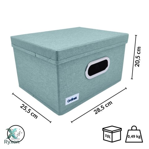 MINT zielony, miętowy organizer do szafy z pokrywą oraz oknem 29,5x22,5x16,5cm Kamai Ordinett