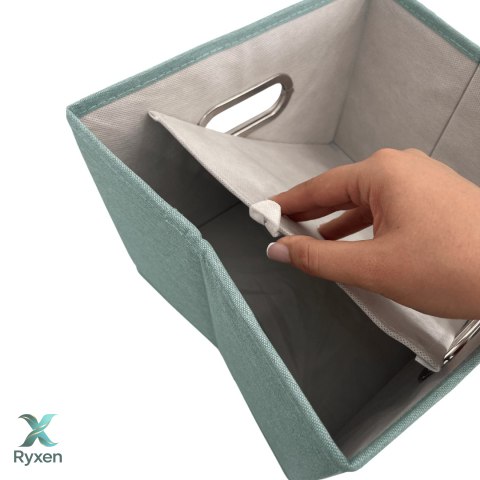 MINT zielony, miętowy organizer do szafy z pokrywą oraz oknem 29,5x22,5x16,5cm Kamai Ordinett
