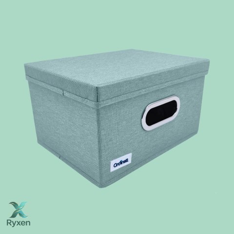 MINT zielony, miętowy organizer do szafy z pokrywą oraz oknem 29,5x22,5x16,5cm Kamai Ordinett