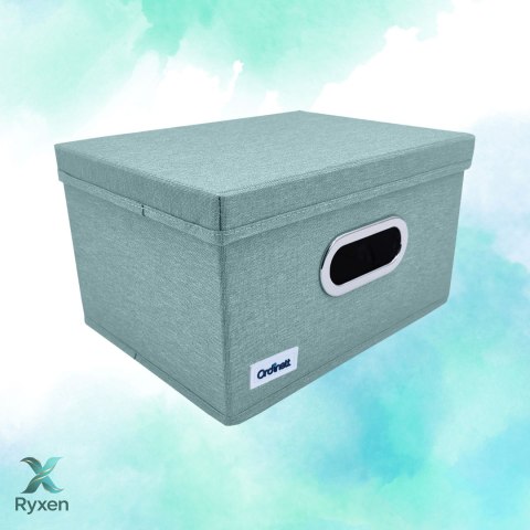 MINT zielony, miętowy organizer do szafy z pokrywą oraz oknem 29,5x22,5x16,5cm Kamai Ordinett