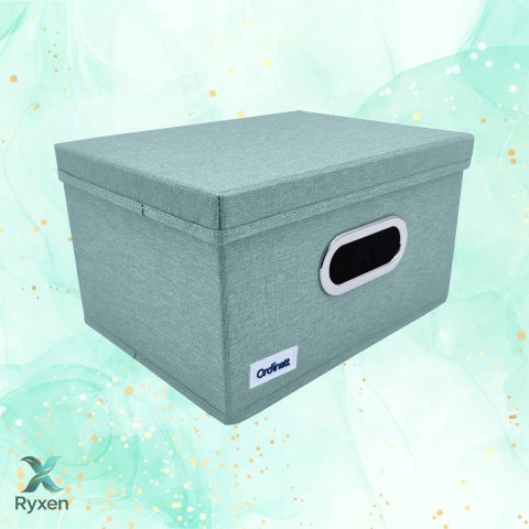 MINT zielony, miętowy organizer do szafy z pokrywą oraz oknem 29,5x22,5x16,5cm Kamai Ordinett