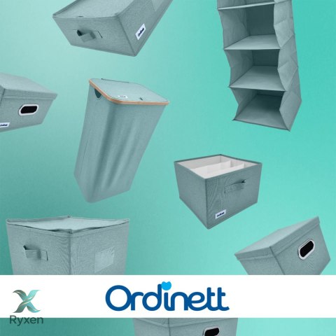 MINT zielony, miętowy organizer do szafy z pokrywą oraz oknem 29,5x22,5x16,5cm Kamai Ordinett