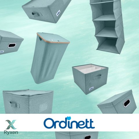 MINT zielony, miętowy organizer do szafy z pokrywą oraz oknem 29,5x22,5x16,5cm Kamai Ordinett