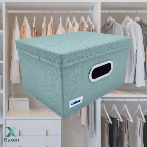 MINT zielony, miętowy organizer do szafy z pokrywą oraz oknem 29,5x22,5x16,5cm Kamai Ordinett