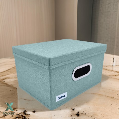 MINT zielony, miętowy organizer do szafy z pokrywą oraz oknem 29,5x22,5x16,5cm Kamai Ordinett