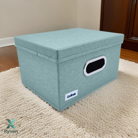 MINT zielony, miętowy organizer do szafy z pokrywą oraz oknem 29,5x22,5x16,5cm Kamai Ordinett