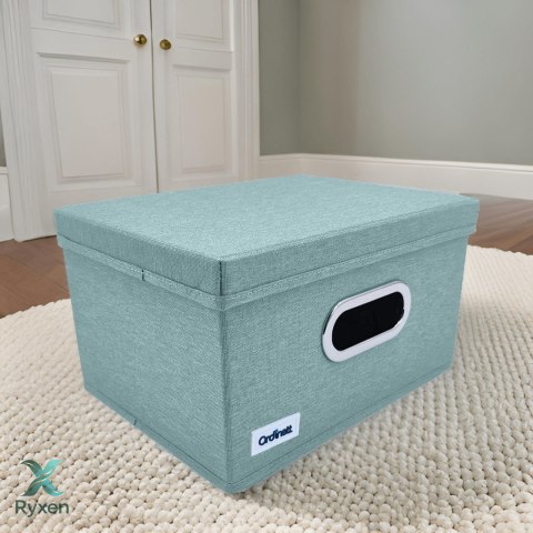 MINT zielony, miętowy organizer do szafy z pokrywą oraz oknem 29,5x22,5x16,5cm Kamai Ordinett