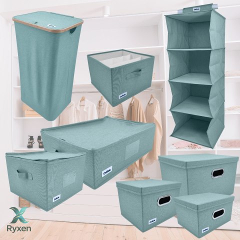 MINT zielony, miętowy organizer do szafy z pokrywą oraz oknem 29,5x22,5x16,5cm Kamai Ordinett