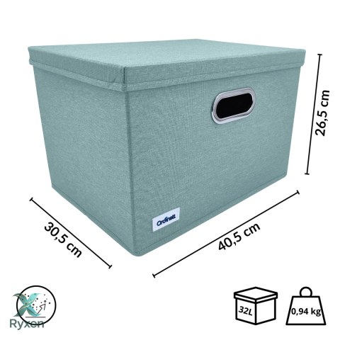 MINT zielony, miętowy organizer do szafy z pokrywą oraz oknem 40,5x30,5x26,5cm Kamai Ordinett