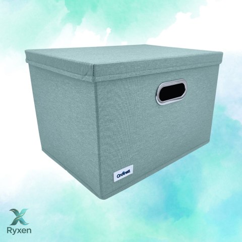 MINT zielony, miętowy organizer do szafy z pokrywą oraz oknem 40,5x30,5x26,5cm Kamai Ordinett