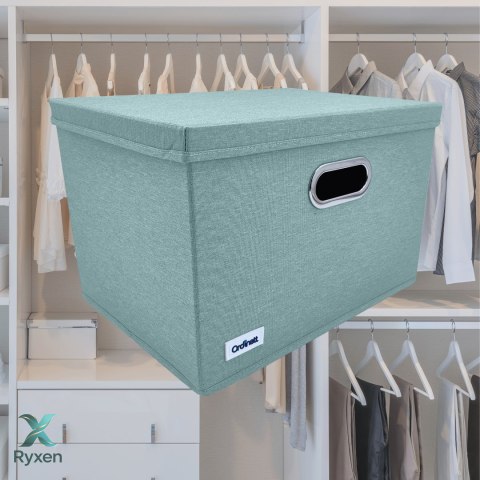 MINT zielony, miętowy organizer do szafy z pokrywą oraz oknem 40,5x30,5x26,5cm Kamai Ordinett