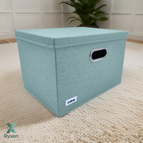 MINT zielony, miętowy organizer do szafy z pokrywą oraz oknem 40,5x30,5x26,5cm Kamai Ordinett