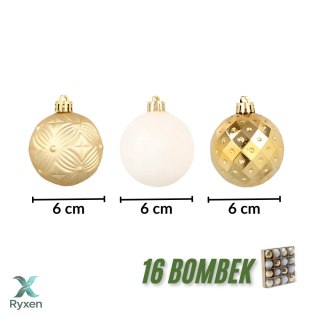 Zestaw 16 bombek choinkowych 6cm - luksusowe złoto Kamai