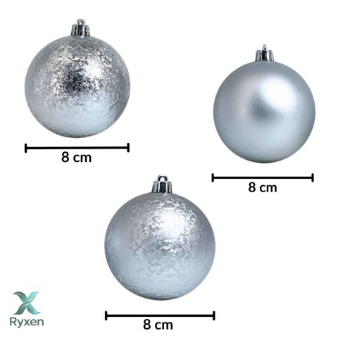 Zestaw 20 bombek choinkowych 8cm - eleganckie srebro Kamai