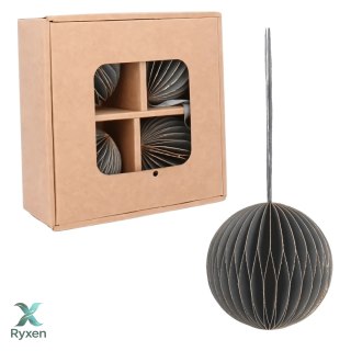 Zestaw 4 bombek papierowych składanych 7cm - elegancka szarość Kamai