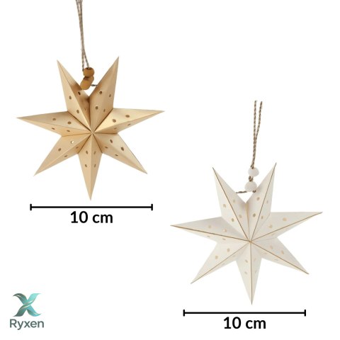 Zestaw 8 gwiazdek papierowych składanych 10cm - złote i białe Kamai