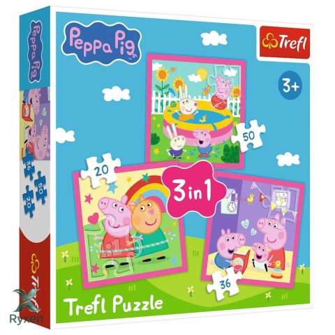 Puzzle - 3w1 (20, 36, 60) - Peppa i przyjaciele - Świnka Peppa - Trefl 34873 TREFL PUZZLE