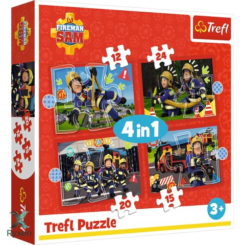 Puzzle - 4w1 (12, 15, 20, 24) - Przygody strażaka Sama - Strażak Sam - Trefl 34632 TREFL PUZZLE