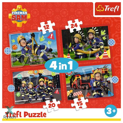 Puzzle - 4w1 (12, 15, 20, 24) - Przygody strażaka Sama - Strażak Sam - Trefl 34632 TREFL PUZZLE