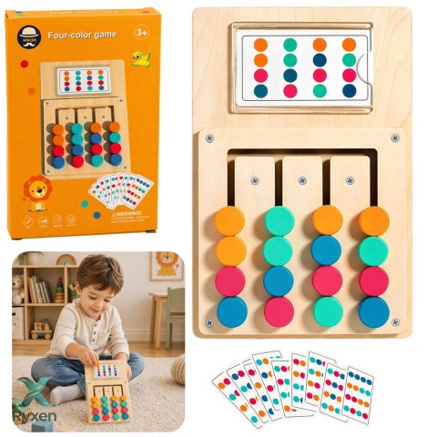 Drewniana Gra Logiczna Układanka Dopasowanie Kolorów Karty Ze Wzorami 12szt LEAN TOYS