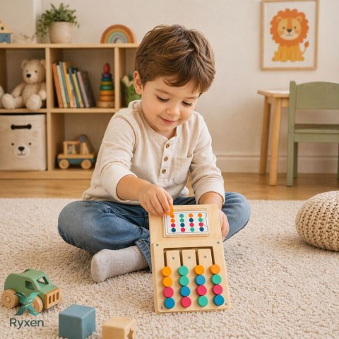 Drewniana Gra Logiczna Układanka Dopasowanie Kolorów Karty Ze Wzorami 12szt LEAN TOYS