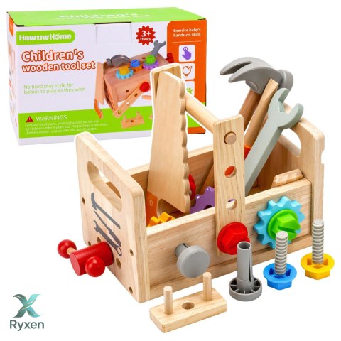 Drewniany Zestaw Skrzynka z Narzędziami Dla Dzieci Koła Zębate El Montażowe LEAN TOYS