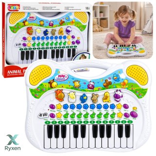 Interaktywne Pianinko Edukacyjne Dla Dzieci Dźwięki Zwierzątek Melodie LEAN TOYS